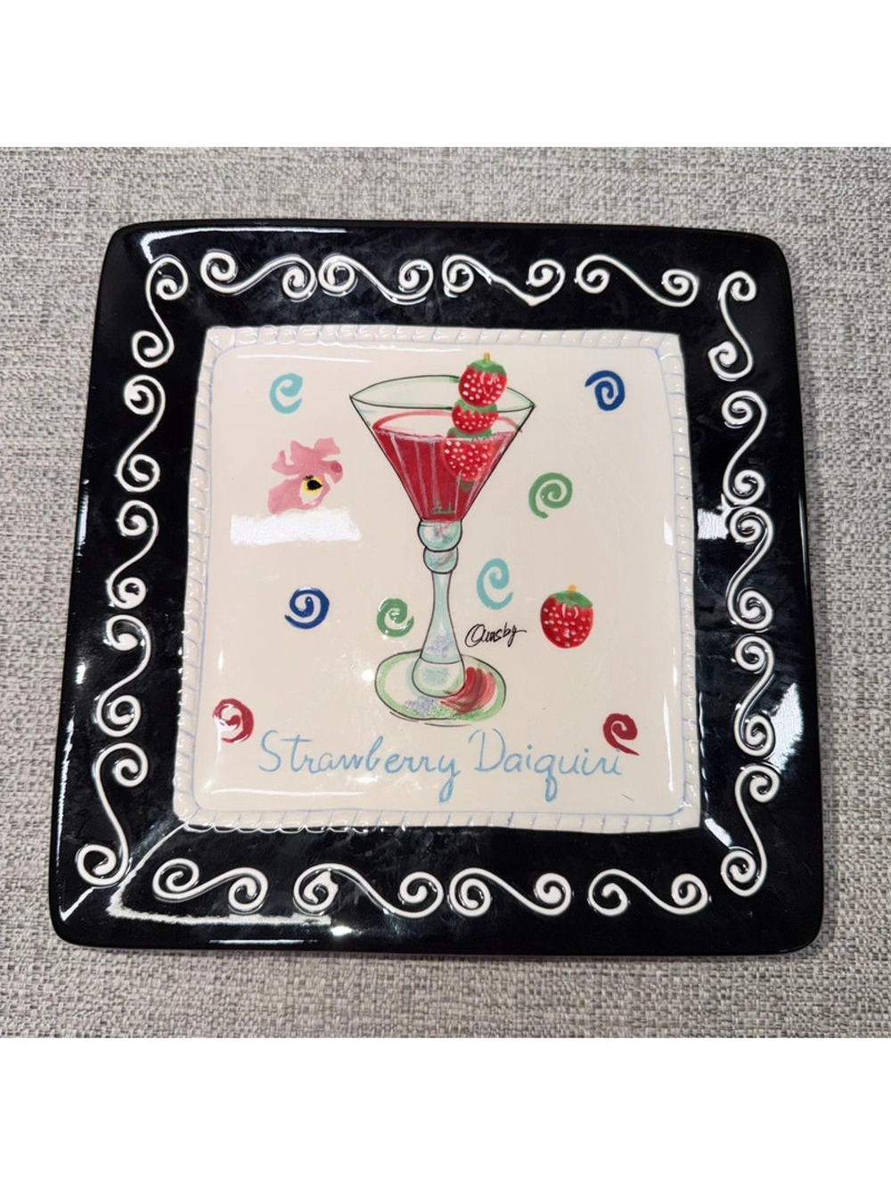 Ormsby Strawberry Daiquiri Decorative Plate Cape Craftsmen Bar Decor